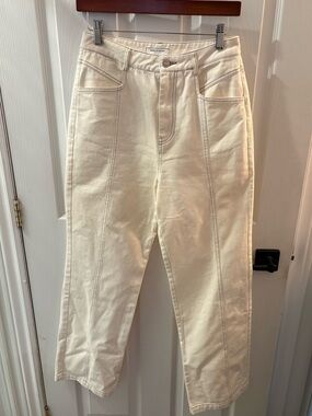 Belle & Bloom Off-White High-Rise Ankle Jeans